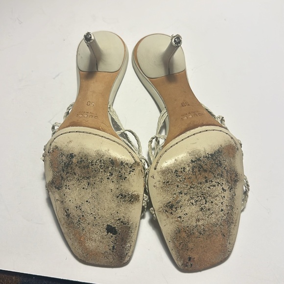 Gucci vintage braided strappy heel size 5B **needs heel posts *can buy on Amazon - Picture 11 of 15